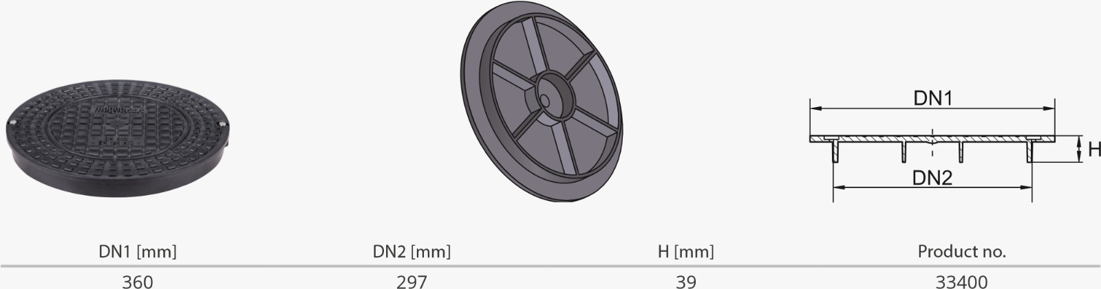 Капак PP, 315, Клас А15, за монтаж в/у гофрирана тръба