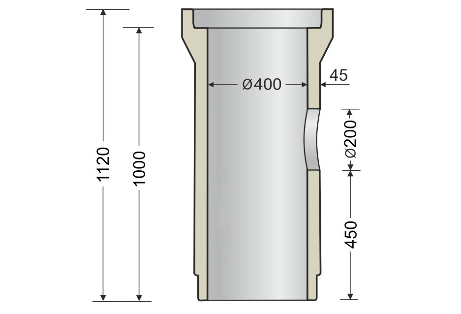 Concrete pipe Ø400 mm, L=1000 mm, with holes Ø200