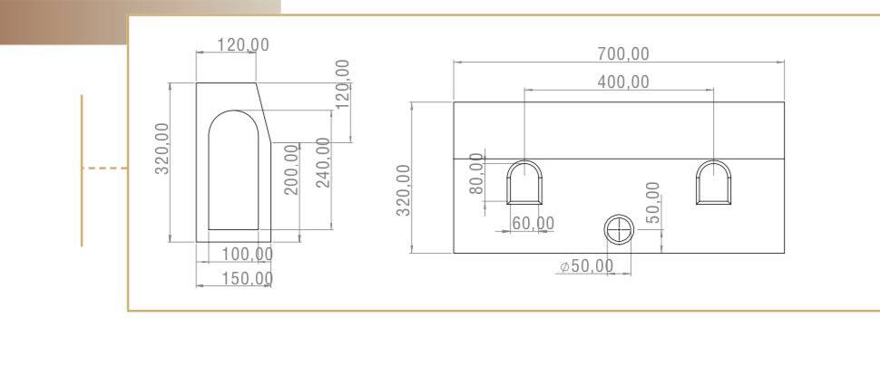 Monobloc - bordură, 120 x 700 x 320 mm