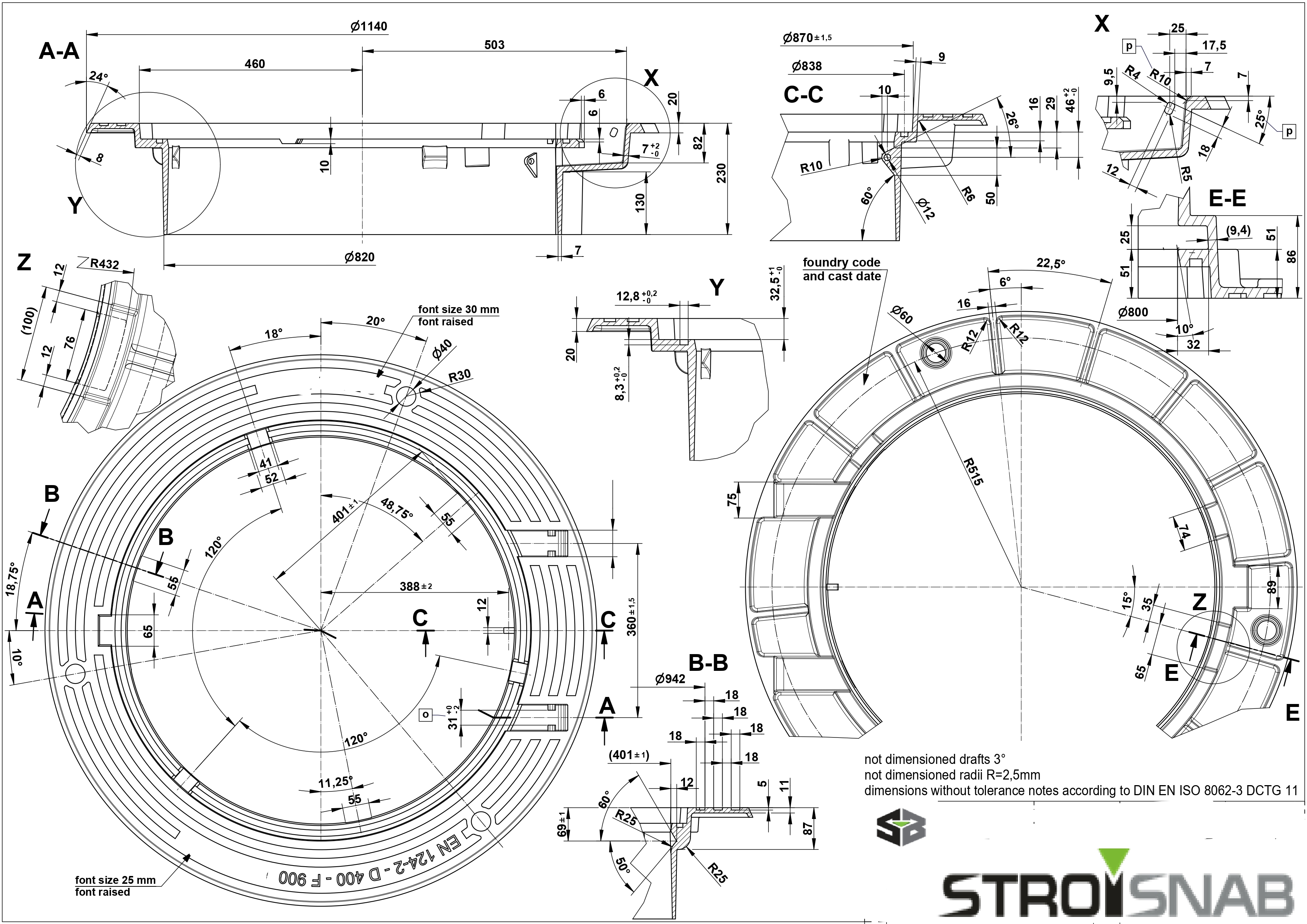 Самонивелиращ Чугунен Капак, Ф820, Клас D400