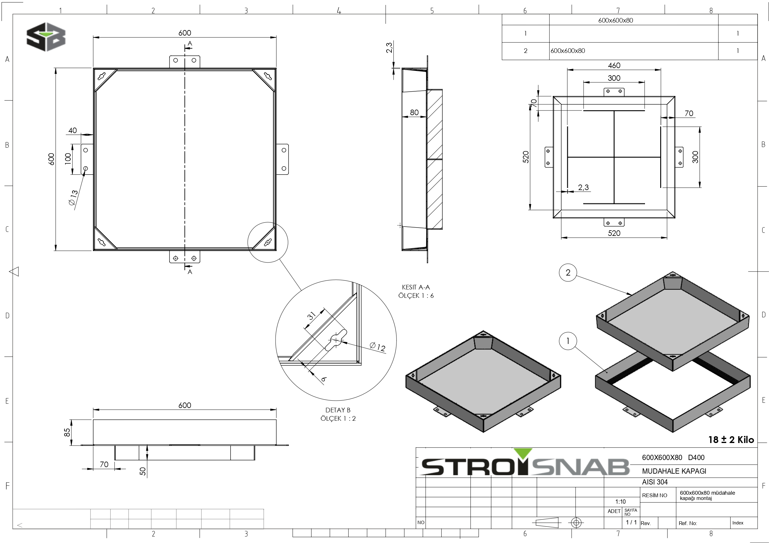 Access cover with flooring built-in, Class C250