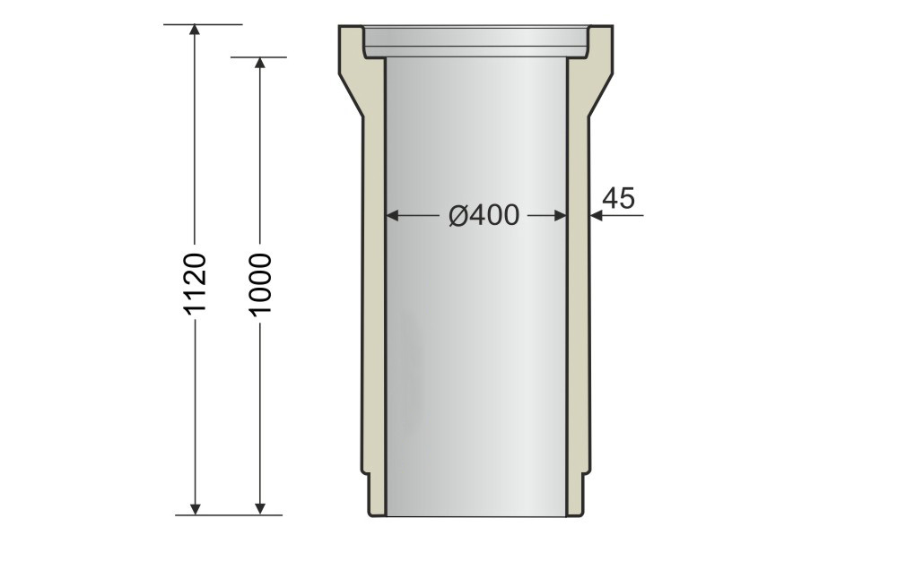 Țeavă de beton Ø400mm, L=1000mm cu soclu